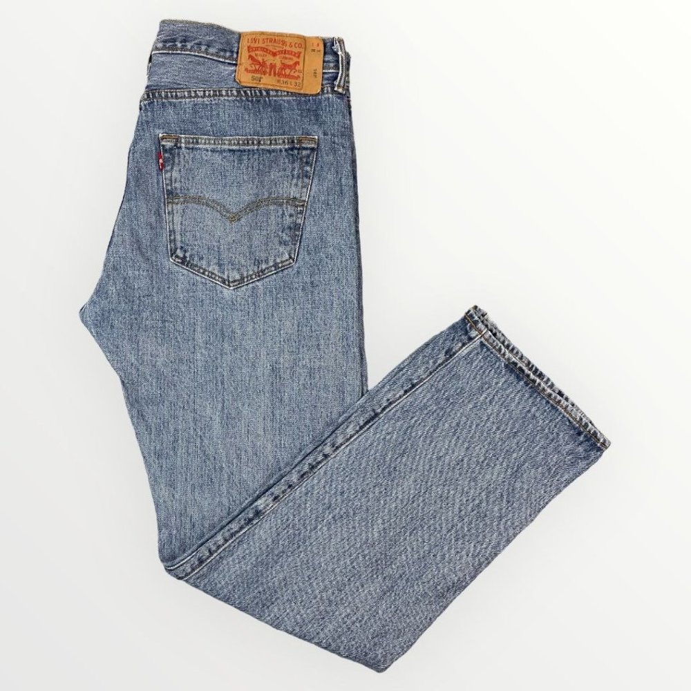 Levi's 501xx Straight Leg Mens Casual Denim Jeans Button Fly Blue Medium Wash